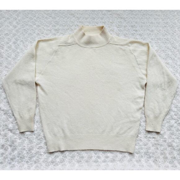 Claude Vernet Women Lambswool Angora Rabbit Hair Ivory Mock Turtleneck VTG Large - Picture 1 of 9